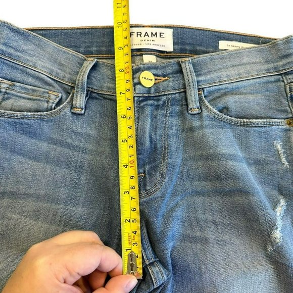 Frame Le Skinny de Jeanne Light Wash Distressed Jeans Womens 26 - Picture 4 of 5